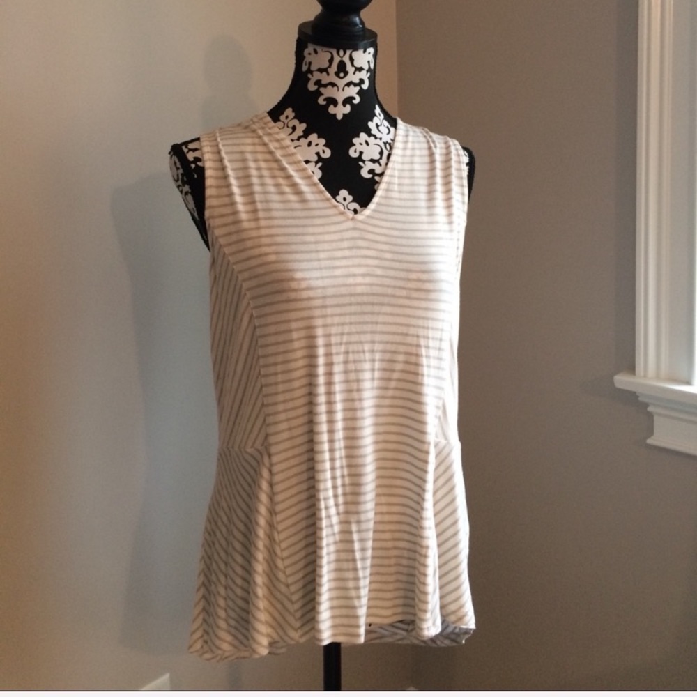 NWT White House Black Market Striped Peplum Tank